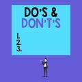 Writing note showing Do S And Don T S. Business photo showcasing Confusion in one s is mind about something Short hair Royalty Free Stock Photo