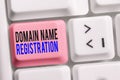 Writing note showing Domain Name Registration. Business photo showcasing Own an IP Address Identify a particular Webpage Royalty Free Stock Photo