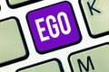 Writing note showing Ego. Business photo showcasing Sense of selfesteem selfworth of a person Conscious thinking matter