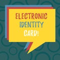 Writing note showing Electronic Identity Card. Business photo showcasing digital solution for proof of identity of citizens Stack Royalty Free Stock Photo