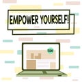 Writing note showing Empower Yourself. Business photo showcasing taking control of our life setting goals and making Royalty Free Stock Photo