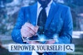 Writing note showing Empower Yourself. Business photo showcasing taking control of our life setting goals and making choices Male Royalty Free Stock Photo