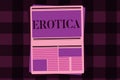 Writing note showing Erotica. Business photo showcasing Books pictures produce sexual desire pleasure Erotic literature