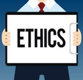 Writing note showing Ethics. Business photo showcasing moral principles that govern person behaviour or conducting Royalty Free Stock Photo