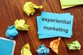 Writing note showing experiential marketing.