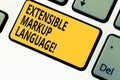 Writing note showing Extensible Markup Language. Business photo showcasing computer language that use tag to define