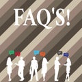 Writing note showing Faq S. Business photo showcasing Multiple questions answered for online product.