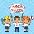 Writing note showing Financial Freedom. Business photo showcasing make big life decisions without being stressed about