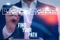 Writing note showing Find Your Path. Business photo showcasing Search for a way to success Motivation Inspiration.