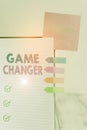 Writing note showing Game Changer. Business photo showcasing way that effects a major shift in the current manner of doing Hard Royalty Free Stock Photo