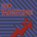 Writing note showing Geo Targeting. Business photo showcasing method of determining the geolocation of a website visitor