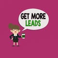 Writing note showing Get More Leads. Business photo showcasing initiation consumer interest or enquiry products or Royalty Free Stock Photo