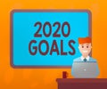 Writing note showing 2020 Goals. Business photo showcasing a targeted list of ambitions that need to be fulfilled in a