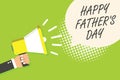 Writing note showing Happy Father s is Day. Business photo showcasing time of year to celebrate fathers all over the world Speaker