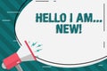 Writing note showing Hello I Am New. Business photo showcasing used as greeting or to begin telephone conversation Blank Royalty Free Stock Photo