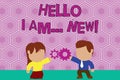 Writing note showing Hello I Am New. Business photo showcasing used as greeting or to begin telephone conversation Young