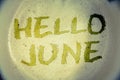 Writing note showing Hello June. Business photos showcasing Starting a new month message May is over Summer startingIdeas message