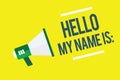 Writing note showing Hello My Name Is. Business photo showcasing Introducing oneself to others You want people to call Royalty Free Stock Photo