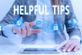 Writing note showing Helpful Tips. Business photo showcasing Useful secret Information Advice given to accomplish Royalty Free Stock Photo