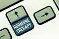 Writing note showing Hormone Therapy. Business photo showcasing use of hormones in treating of menopausal symptoms