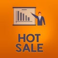 Writing note showing Hot Sale. Business photo showcasing a very good discount of items is displayed over a limited time Royalty Free Stock Photo
