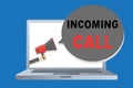 Writing note showing Incoming Call. Business photo showcasing Inbound Received Caller ID Telephone Voicemail Vidcall Man