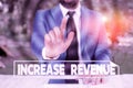 Writing note showing Increase Revenue. Business photo showcasing increase in a company s is sales from one period to the