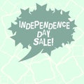 Writing note showing Independence Day Sale. Business photo showcasing Promotions and discounts during Independence Day Blank Oval