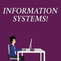 Writing note showing Information Systems. Business photo showcasing study of systems with a exact reference to Royalty Free Stock Photo