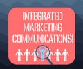 Writing note showing Integrated Marketing Communications. Business photo showcasing Linked all forms or communication