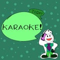 Writing note showing Karaoke. Business photo showcasing Entertainment singing along instrumental music played by a