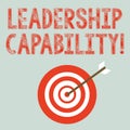 Writing note showing Leadership Capability. Business photo showcasing ability to influence to lead others successfully