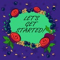 Writing note showing Let S Is Get Started. Business photo showcasing encourage demonstrating or group to begin doing Royalty Free Stock Photo