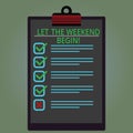 Writing note showing Let The Weekend Begin. Business photo showcasing Start of the end of the week be cheerful enjoy Lined Color