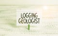 Writing note showing Logging Geologist. Business photo showcasing Layout and execution of definition diamond drill programs Green