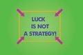 Writing note showing Luck Is Not A Strategy. Business photo showcasing It is not being Lucky when planned intentionally Square