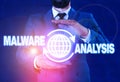 Writing note showing Malware Analysis. Business photo showcasing performs deep analysis of evasive and unknown threats.