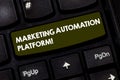 Writing note showing Marketing Automation Platform. Business photo showcasing automate repetitive task related to