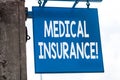 Writing note showing Medical Insurance. Business photo showcasing reimburse the insured for expenses incurred from