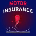 Writing note showing Motor Insurance. Business photo showcasing Provides financial compensation to cover any injuries