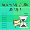 Writing note showing New Year Fresh Start. Business photo showcasing Time to follow resolutions reach out dream job