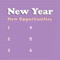 Writing note showing New Year New Opportunities. Some list about New Year Opportunities.