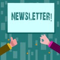 Writing note showing Newsletter. Business photo showcasing Bulletin periodically sent to subscribed members News report