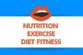 Writing note showing Nutrition Exercise Diet Fitness. Business photo showcasing Healthy Lifestyle Weight loss