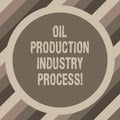 Writing note showing Oil Production Industry Process. Business photo showcasing Petroleum company industrial processing Royalty Free Stock Photo