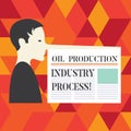 Writing note showing Oil Production Industry Process. Business photo showcasing Petroleum company industrial processing Royalty Free Stock Photo