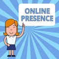 Writing note showing Online Presence. Business photo showcasing existence of someone that can be found via an online Royalty Free Stock Photo