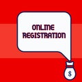 Writing note showing Online Registration. Business photo showcasing System for subscribing or registering via the Royalty Free Stock Photo