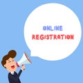 Writing note showing Online Registration. Business photo showcasing System for subscribing or registering via the Royalty Free Stock Photo