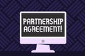 Writing note showing Partnership Agreement. Business photo showcasing Legal form of business operation between parties Royalty Free Stock Photo